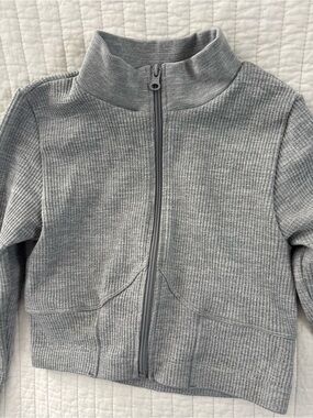 Forever 21 Kids Gray Ribbed Zip-Up Hoodie